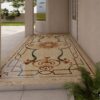 Handcrafted marble mosaic tile rug, featuring intricate patterns and a detailed, elegant design.