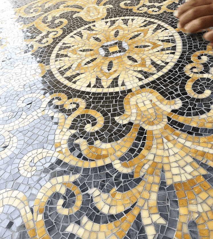 Dekorr rug close up marble mosaic floor tile MEC