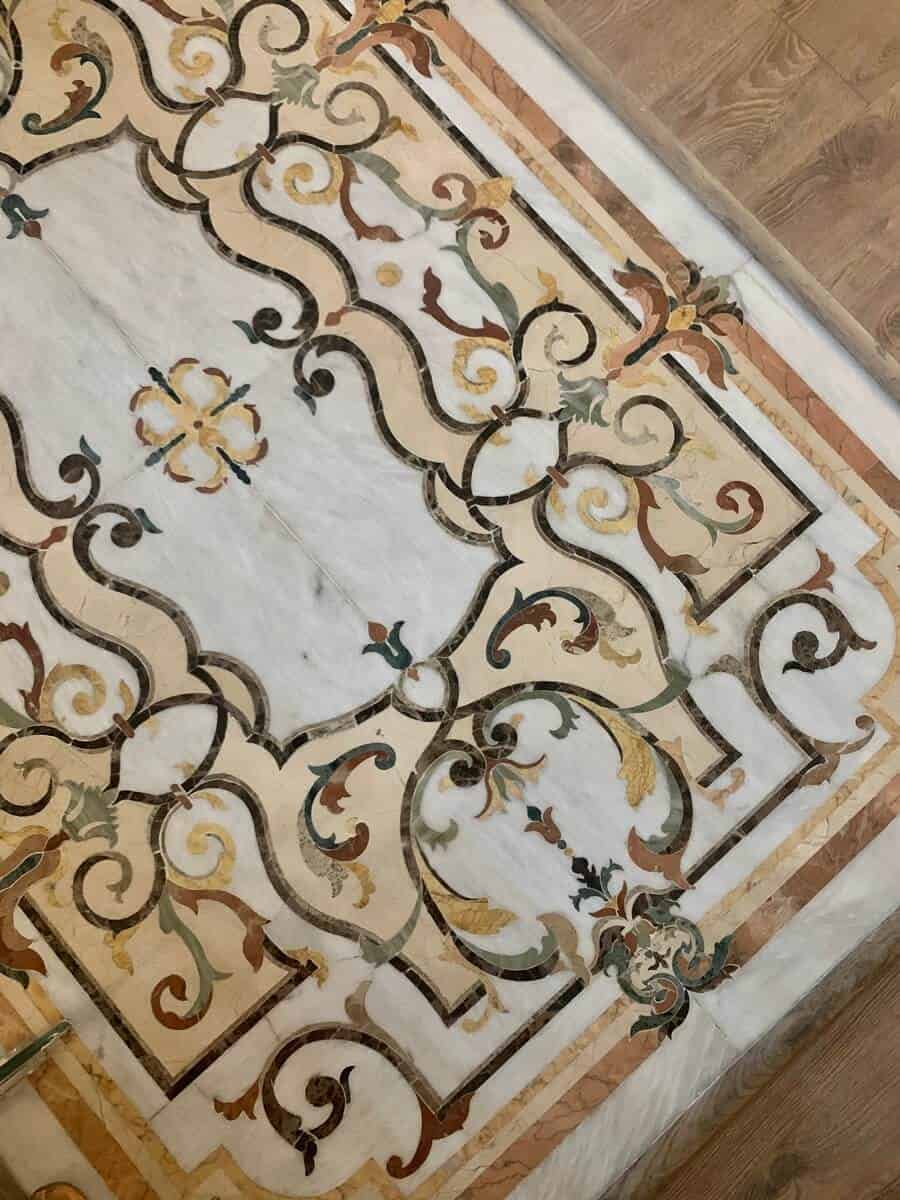 Koberes waterjet mosaic flooring marble rug
