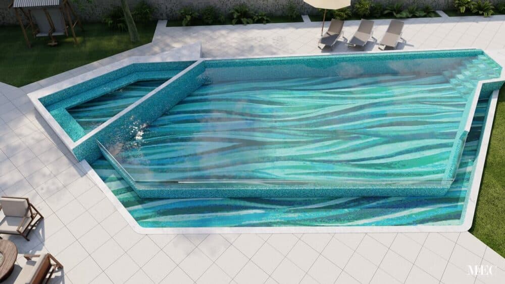 fujiwa waves trapezoid swimming pool mosaic tile