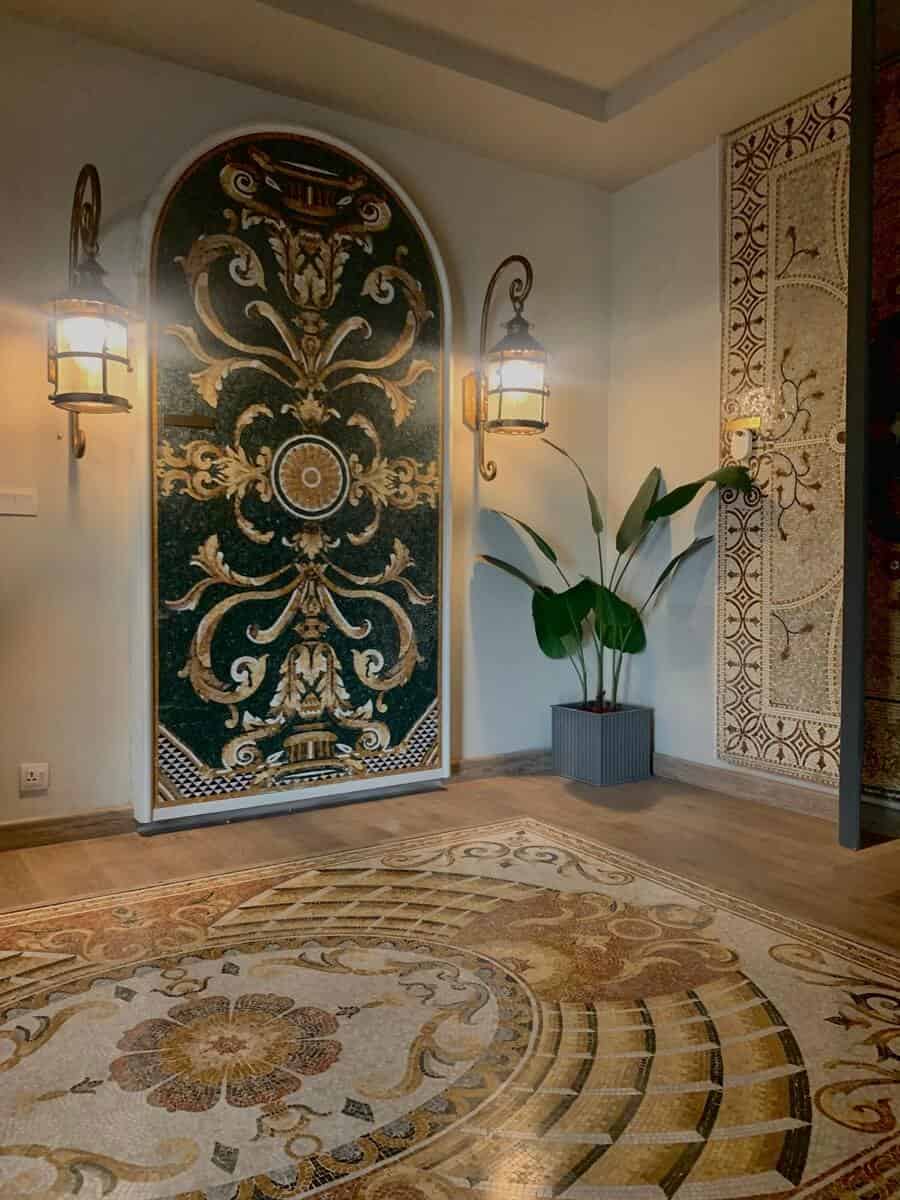 marble mosaic floor tile patterns displayed at MEC Patrimonio