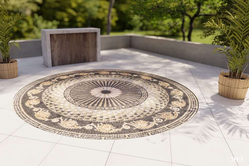 marble mosaic medallion floor outdoor render