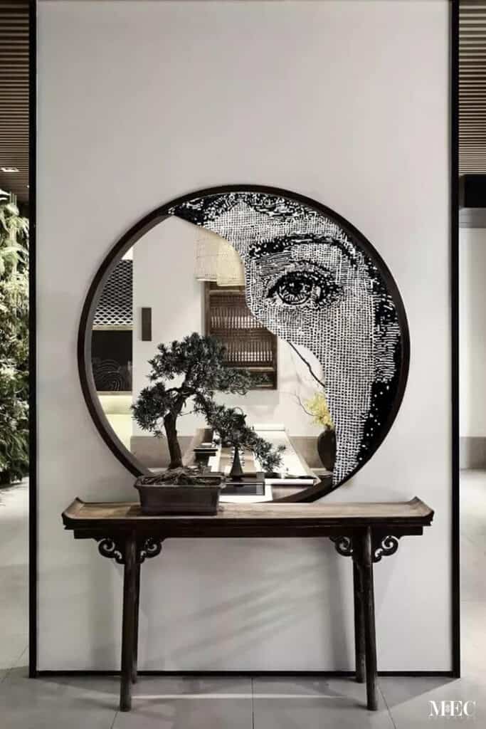 rhea mirror wall mosaic artwork eye portrait handcut glass tile