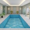 Arabesque Geometric swimming pool glass mosaic tile PIXL