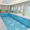 Arabesque Geometric swimming pool glass mosaic tile PIXL Islamic pattern
