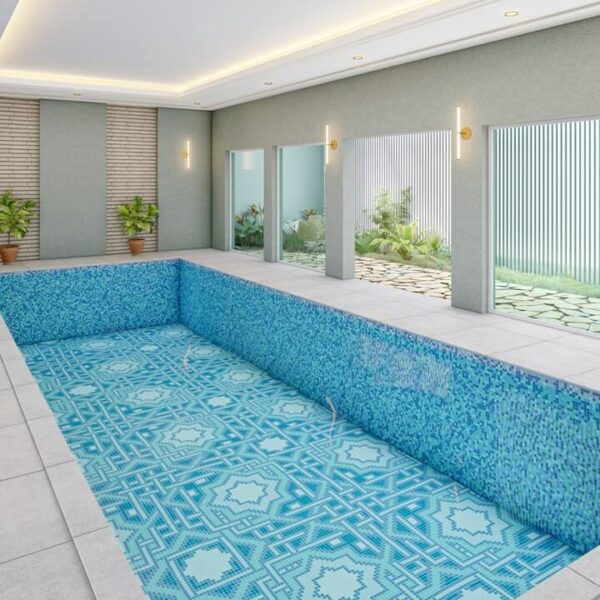 Arabesque Geometric swimming pool glass mosaic tile PIXL Islamic pattern