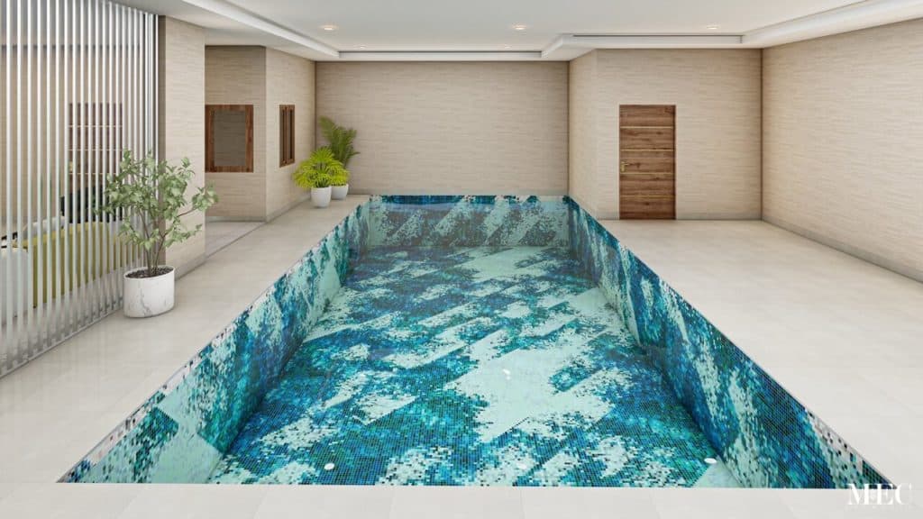 Incons PIXL Elysian glass mosaic pool tile art 3D render