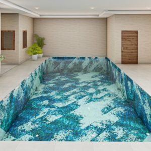 Incons PIXL Elysian glass mosaic pool tile art 3D render