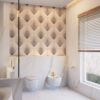 Occlon glass mosaic pattern brown and beige bathroom wall render