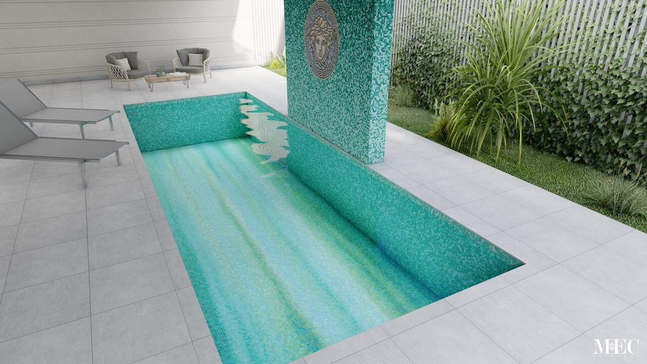 Versace medusa design mosaic medallion vitreous glass tile PIXL random mixing green
