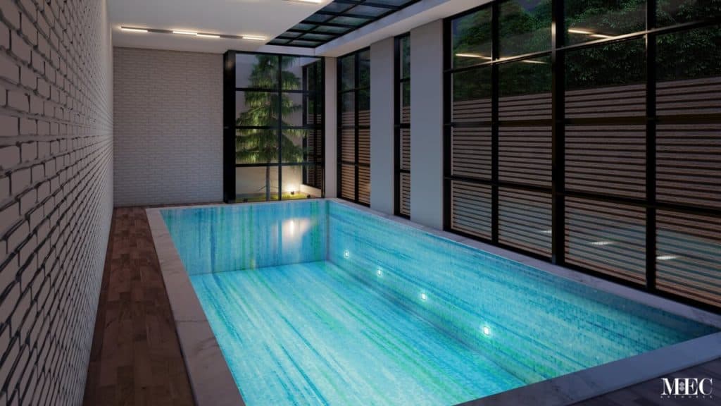 This image is showing a custom vertex glass for mosaic for indoor pool 