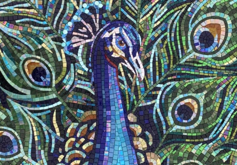 peacock mosaic handcut niche tile art blog title