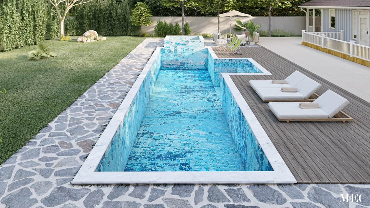DIstressed abstract painting PIXL vertex glass mosaic tile for swimming pool