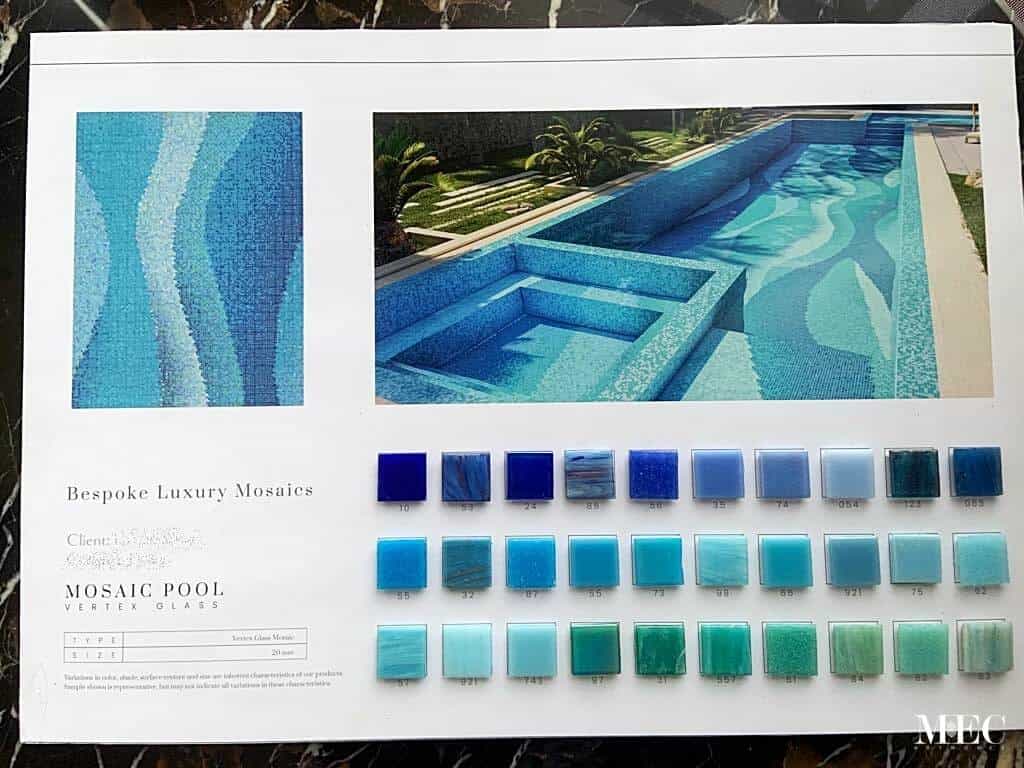 mosaic pool tile sample board vertex glass gem