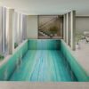 abstract art green and blue palette PIXL glass mosaic swimming pool tiles semi covered