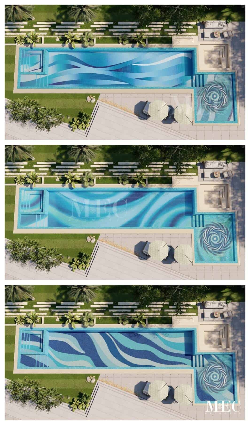 custom pool tile mosaic design abstract evil eye proposals B C D