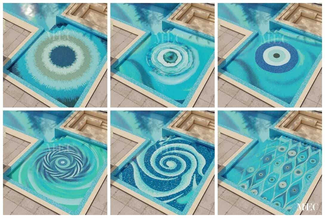 evil eye mosaic pool tile abstract options