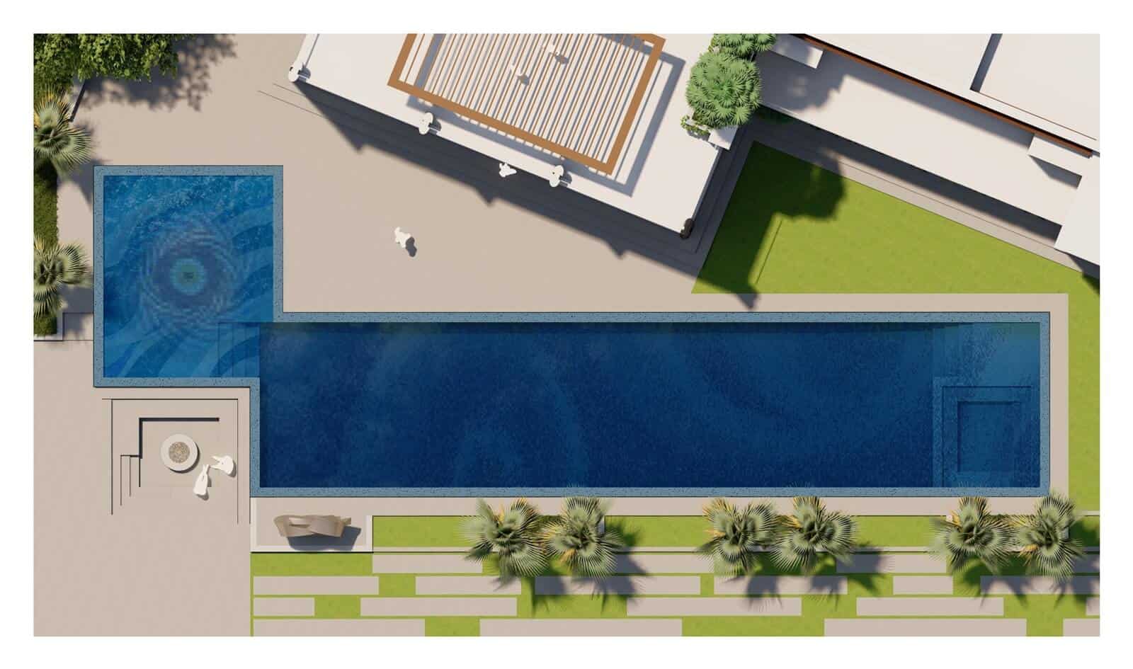 landscape architect pool mosaic design concept render