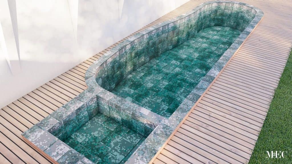 Aqua Minecraft Swimming Pool glass mosaic design Idea