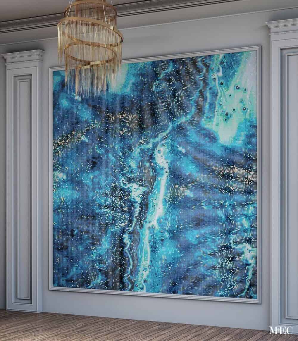 Lavessi abstract acrylic pour art PIXL mosaic glass tile mural
