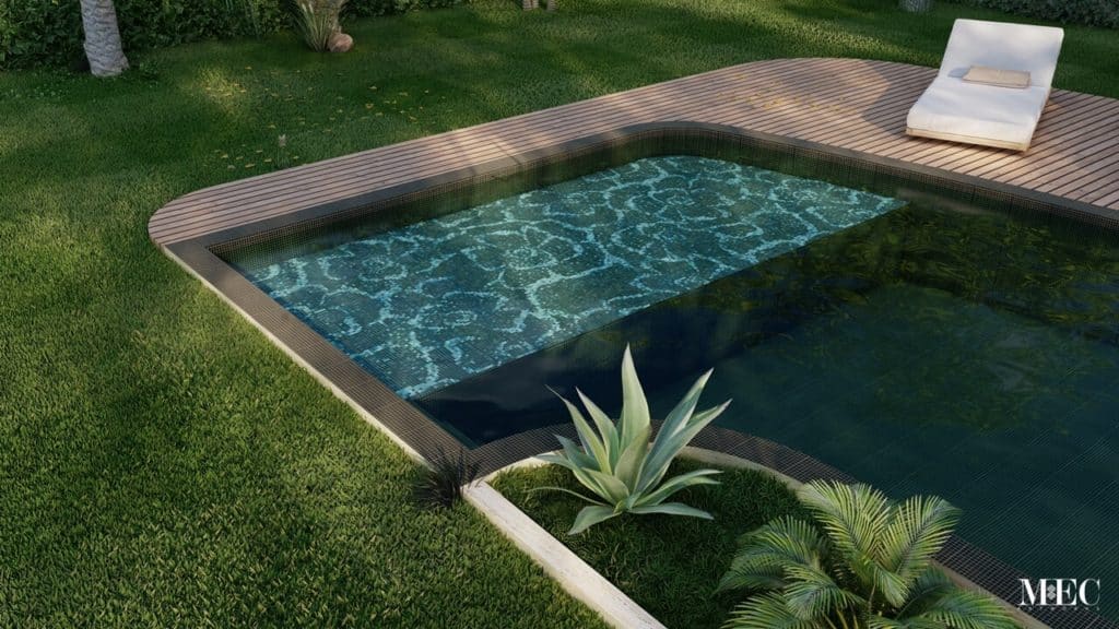 abstract floral pattern vertex glass mosaic pool project idea render