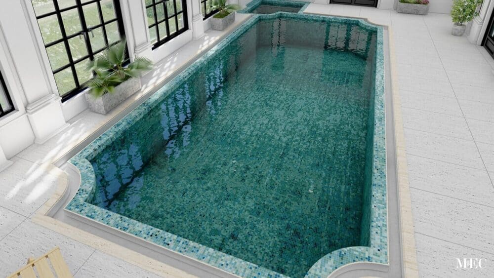 Distressed Teal Glass Mosaic Pool (2)