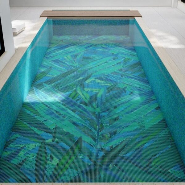 Enviro Green tropical leaf glass mosaic PIXL pool (2)