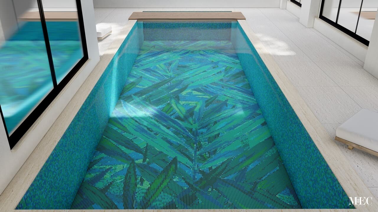 Enviro Green tropical leaf glass mosaic PIXL pool (2)