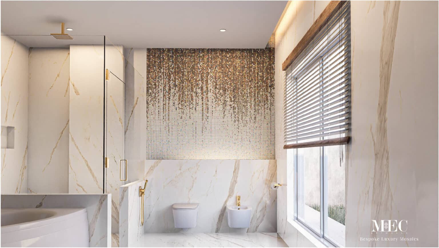Fall Sprinkle glass mosaic abstract art bathroom wall render