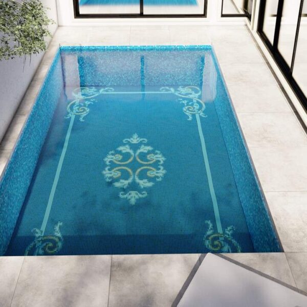 decorative glass mosaic pool floor
