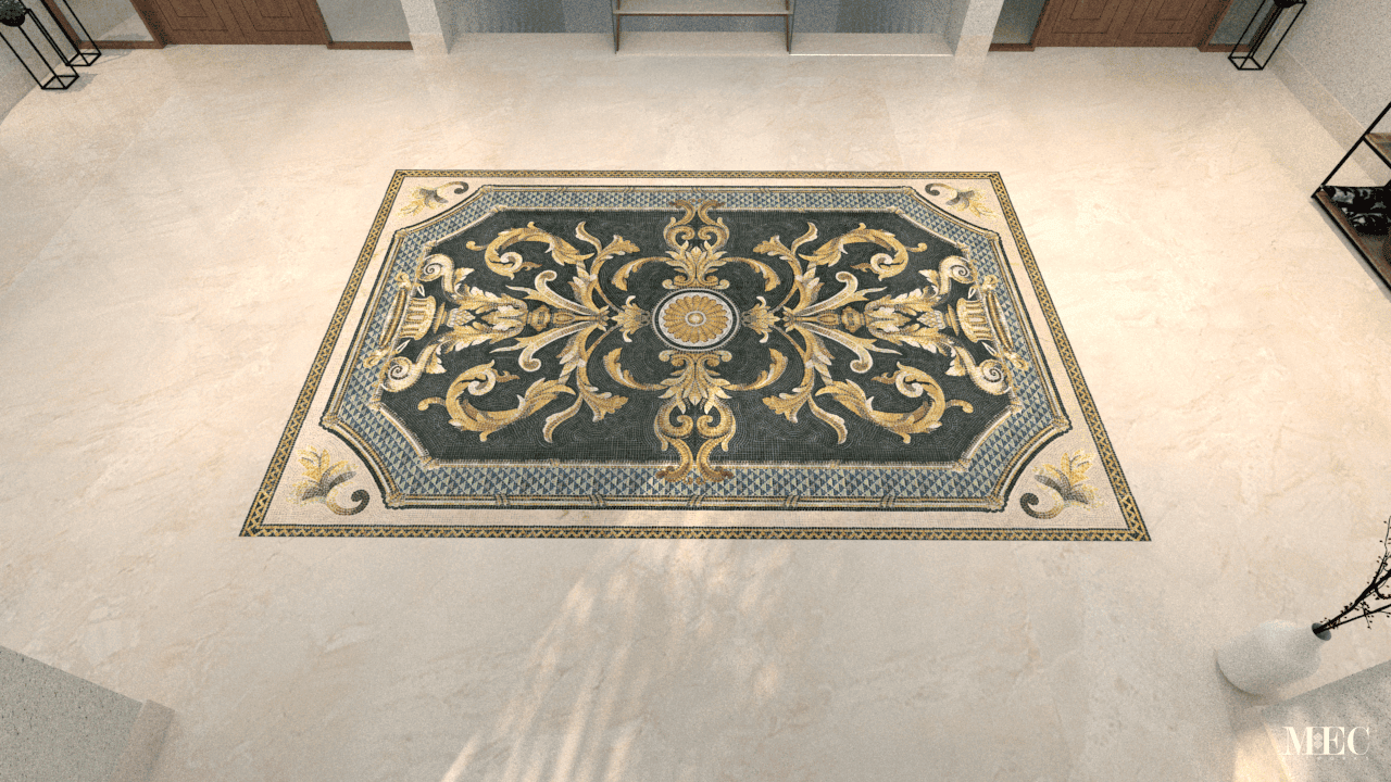 dekorr hand made marble mosaic rug floor motif