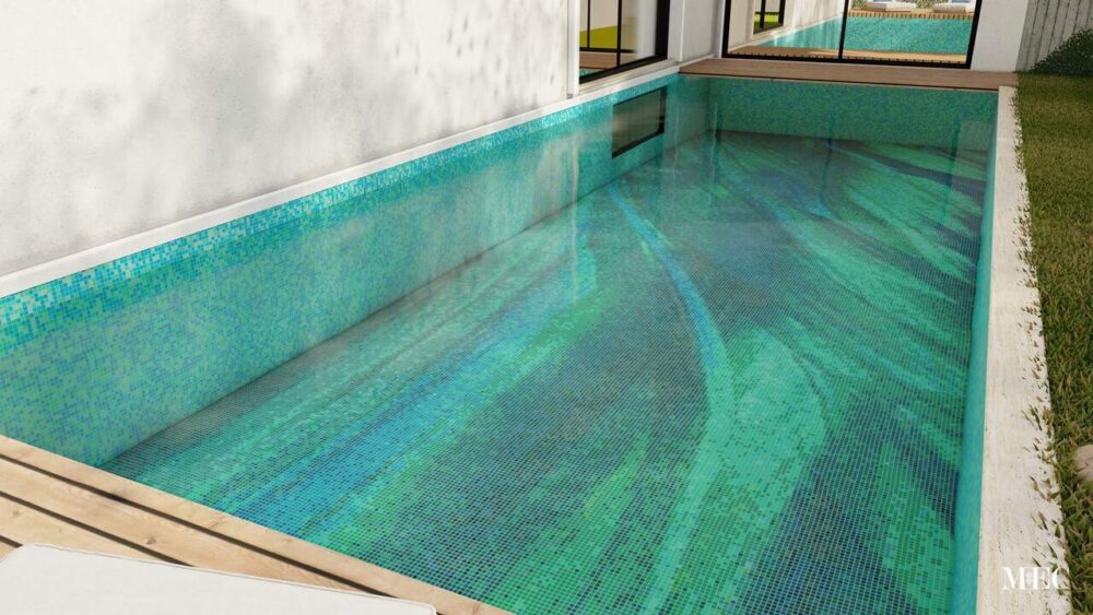 green artistic mosaic pool tile PIXL abstract