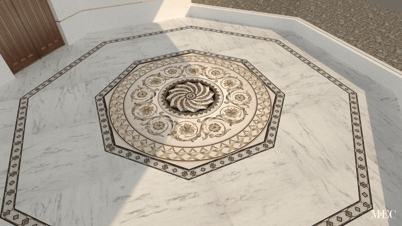 octagonal entrance marble mosaic rug handcrafted decorative floor tile outdoor