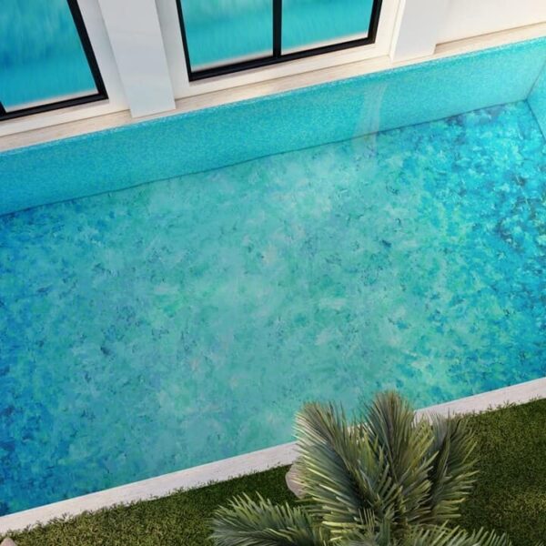 ombre shaded blue aqua swimming pool glass mosaic tiles