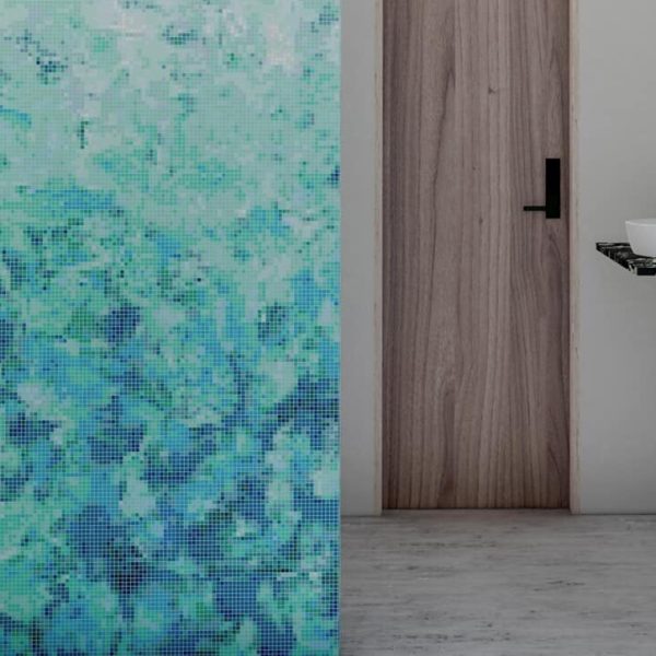 Aqua Blue Fading Ombre Glass Mosaic Custom shower wall tile