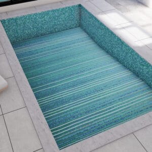 custom PIXL mosaic design swimming pool tiles blue lines