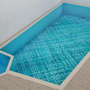 Oron basketweave panama weave swimming pool mosaic abstract glass tile art