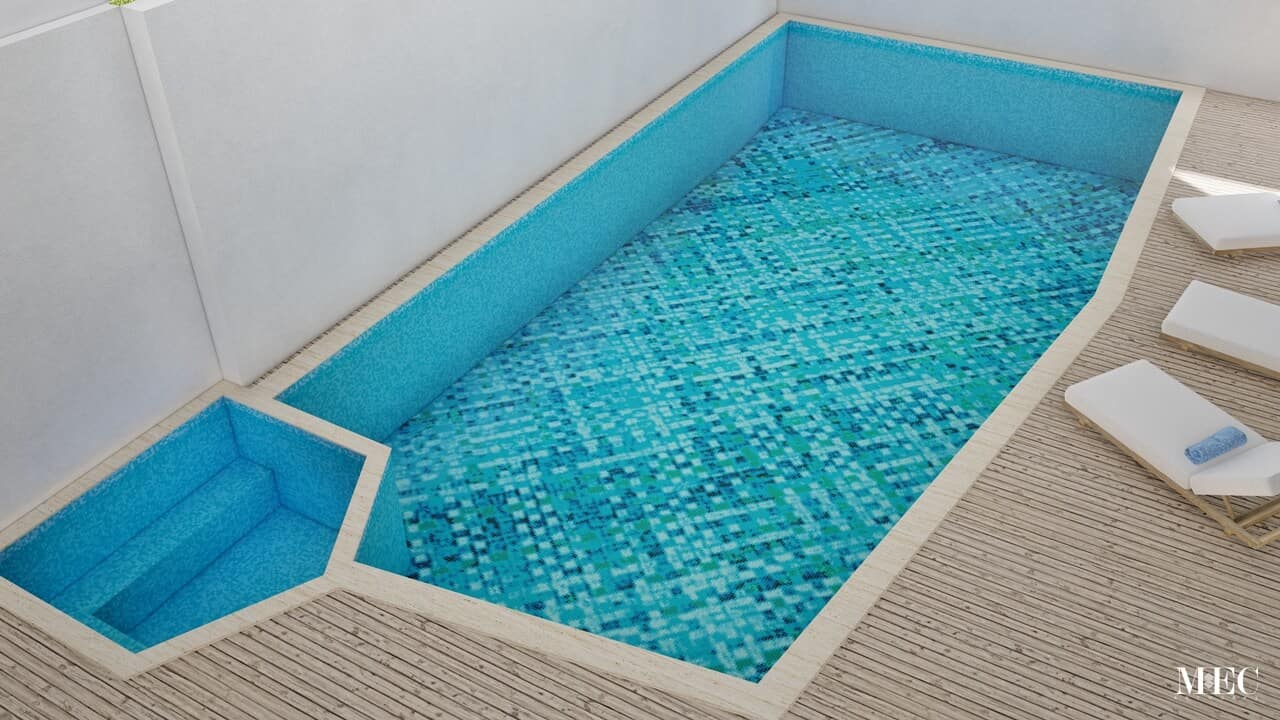 Oron basketweave panama weave swimming pool mosaic abstract glass tile art