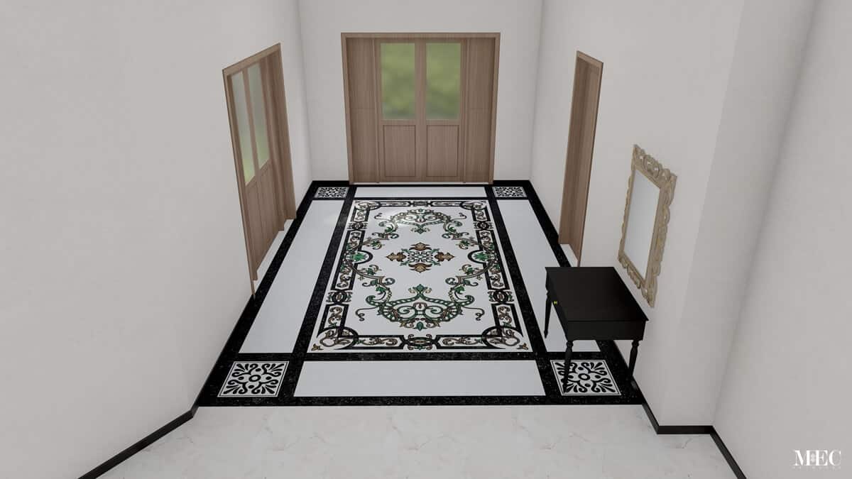 entrance lobby marble mosaic floor rug Trina