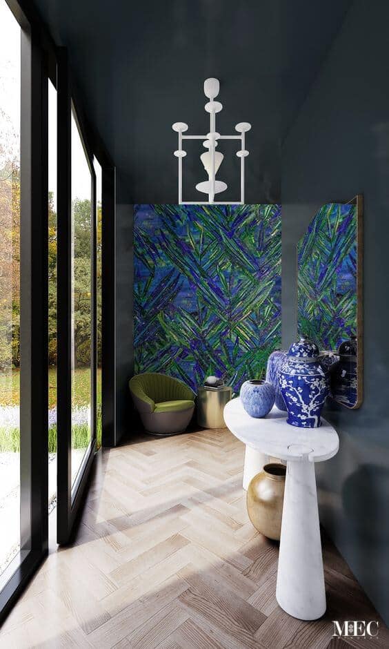 enviro green leaf wall mosaic artwork handcut glass tile vibrant