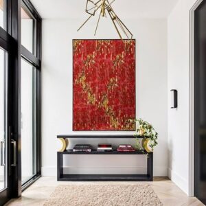 scarlet gem wall mosaic artwork red and gold art deco