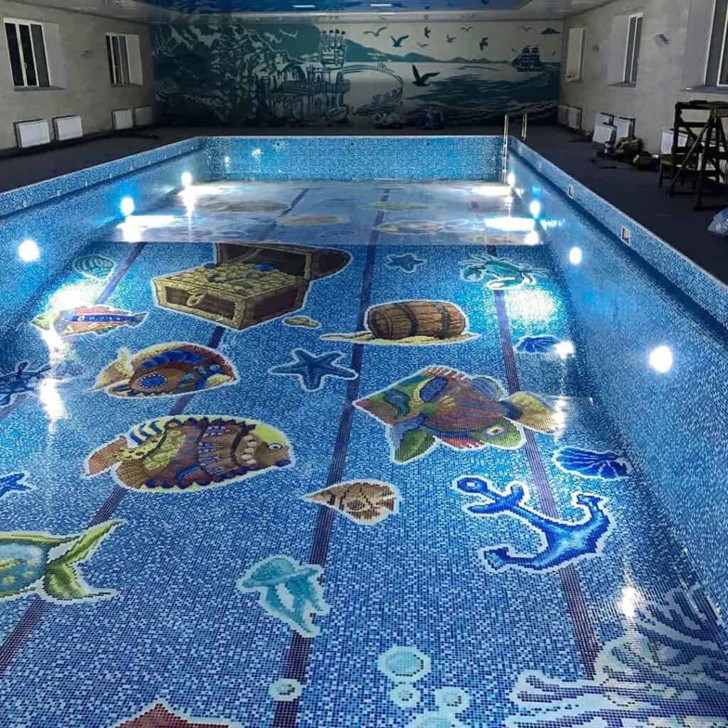 sea life artistry with ocean mosaic fish white outline sticker pool tile motif (2)