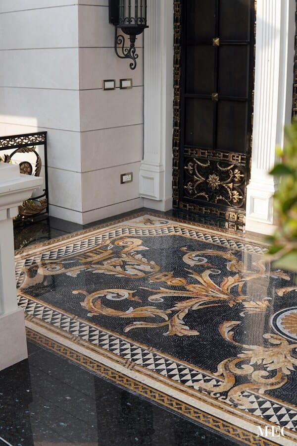 dekorr marble mosaic handcut tile flooring rug entrance foyer lobby