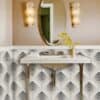 occlon glass tile bathroom vanity wainscotting