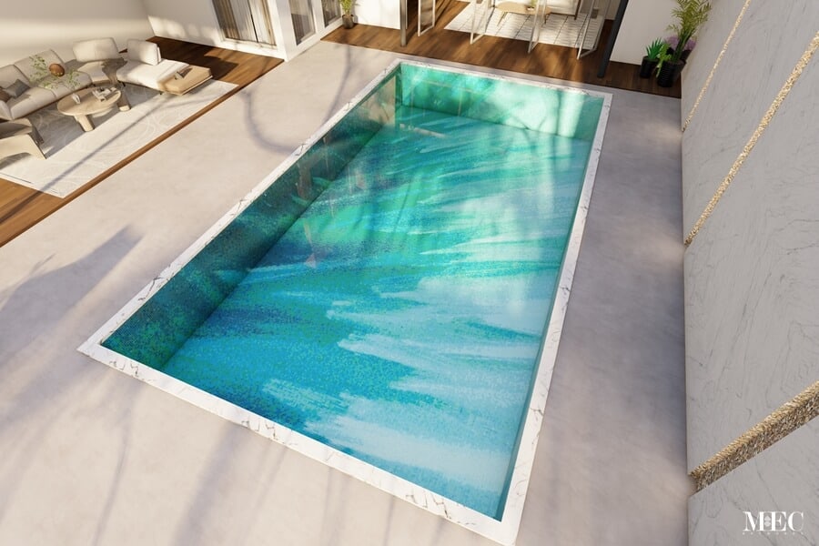yimello aqua radiance PIXL abstract pool mosaic glass