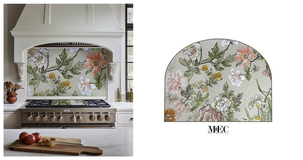 Floral kitchen backsplash mosaic by MEC