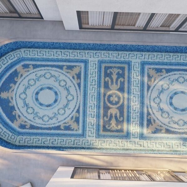 Greek pool mosaic floor art greek key border floor