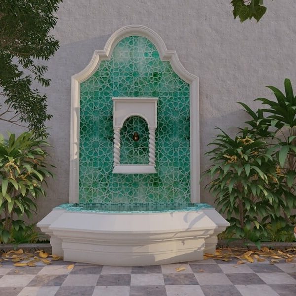 arabic geometric patterns mosaic tile fountain green abstract background