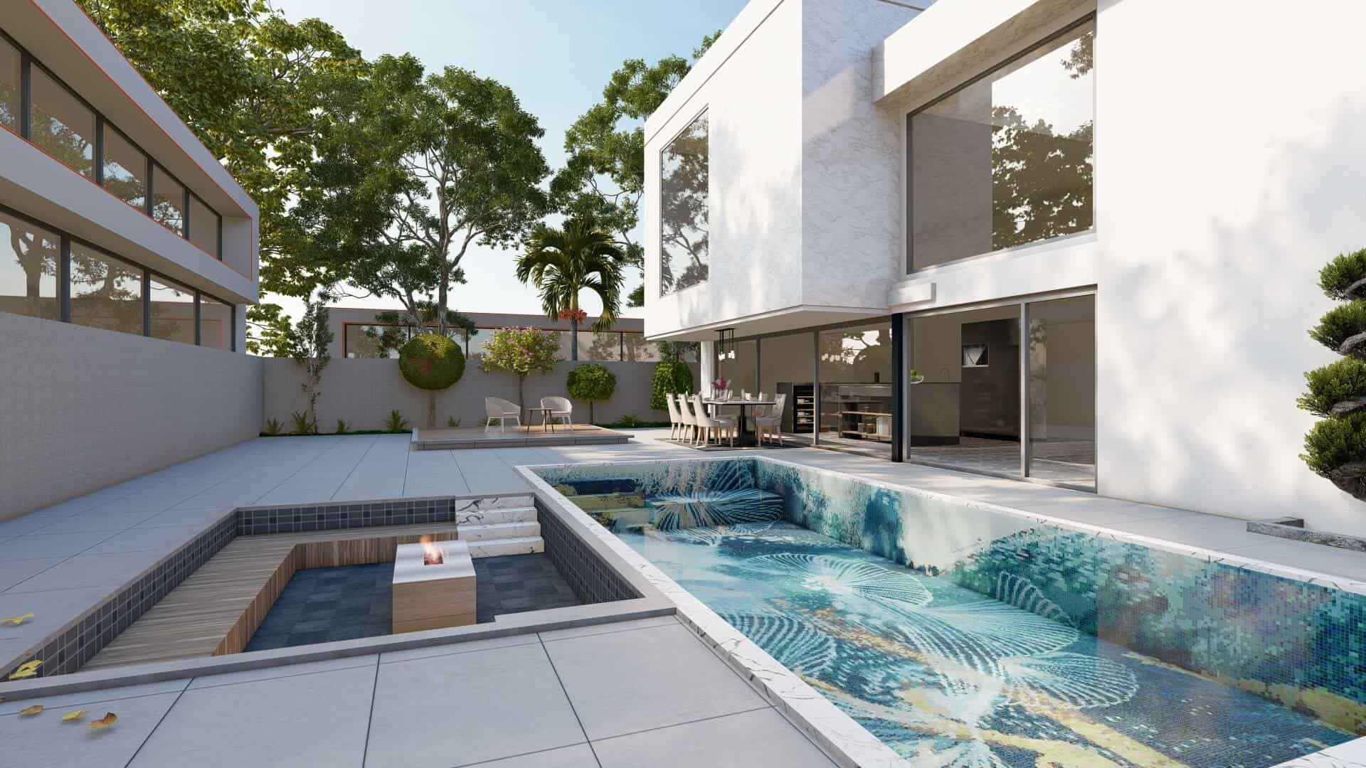 luxury villa pool mosaics