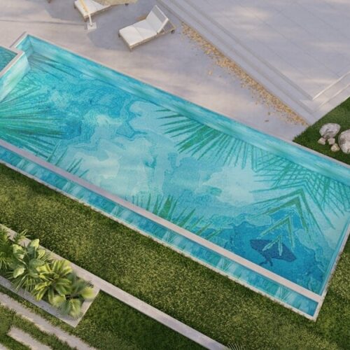 palm fusion leaf pool mosaic art abstract PIXL background